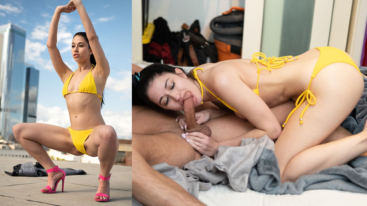 Impresionante morena con un cuerpo asesino es devastada después de hacer una mamada perfecta