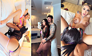 La puta de Hannah Marie Royal singando duro en un trío